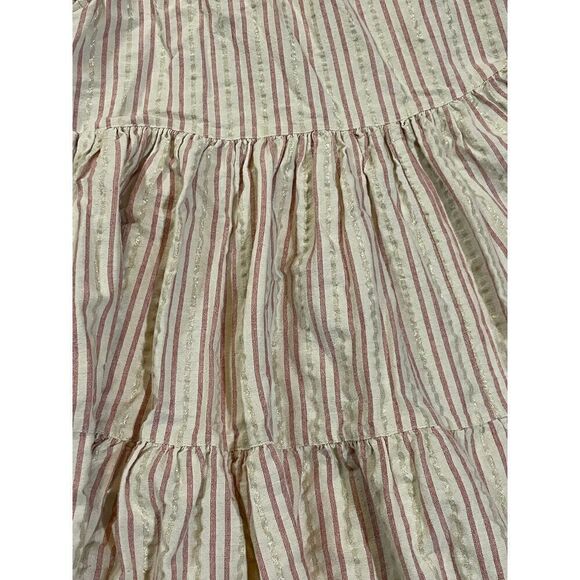 ULLA JOHNSON Tamsin Striped Cotton Ruffle Flutter Sleeve Trapeze Dress - Picture 12 of 12